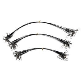 EVERBAY Fishing Leaders Anti Bite Stainless Steel Fishing Line with Swivels Snap Wire Leader for Connect Lures Bait Rig Hooks, Nylon-Coated Fishing Gear Fishing Gift, Black, 15cm/20cm/25cm, 30pcs