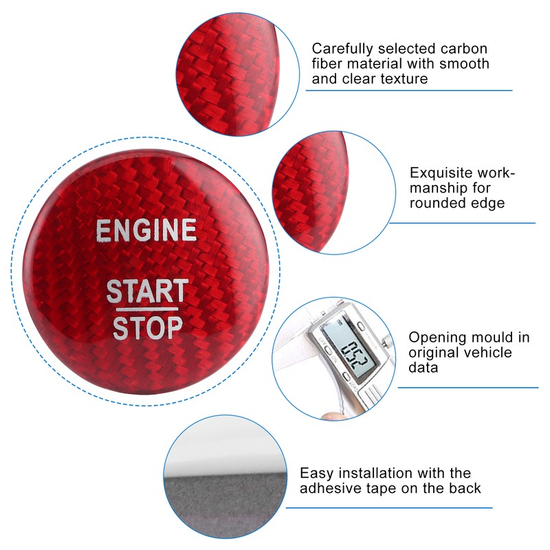 Carbon Fiber Engine Start Stop Button Cover Trim Fit for