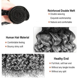 Labamiya Human Hair Bundles 16 18 20 Inch Omber Grey Deep Wave Bundles Human Hair 12A Unprocessed Soft Sewn In Wave Hair for Black Women with Double Weft