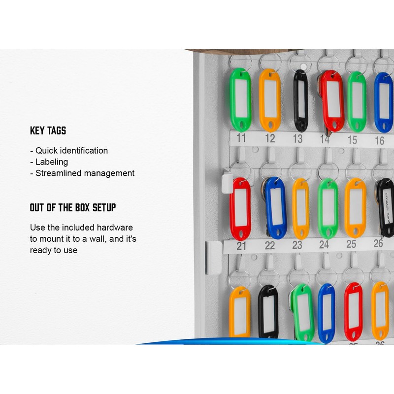 Barska 160-Key Organizer Lock Box – Wall Mount Steel Key