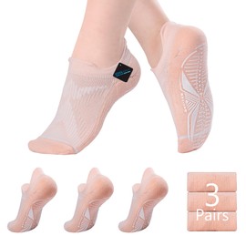 BRISIRA Coolmax Bamboo Viscose Pilates Socks with Grip Women Compression Non Slip Gripper Yoga Barre Ballet Seamless