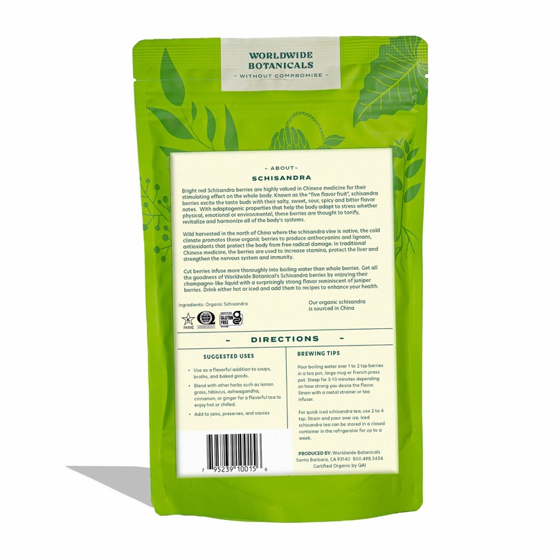 Worldwide Botanicals Organic Schisandra Berries, 1lb, tea cut for best