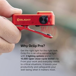 OLIGHT Oclip Pro Max Throw 120 Meters EDC Clip-on Light Equipped with Spring Clip Magnetic Base LED Light for Highing Fishing and Outdoor(FS Red)