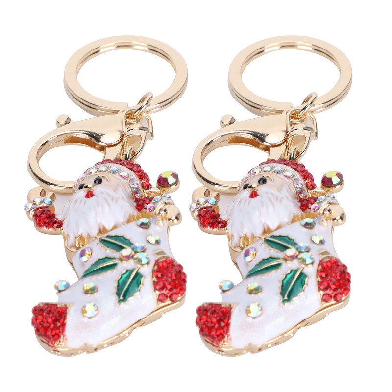 2Pcs Santa Keychain Pendant Cute Stylish Fahionable Decorative Hanging OrnamentsRed