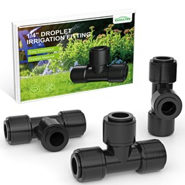 EVOULTES 16 Pack 1/4" Quick Connect Drip Irrigation Tee Fittings for 1/4 Inch Irrigation Tubing, Leak Free Fitting for Drip Irrigation System, Durable & Easy to Install for Gardens & Farms