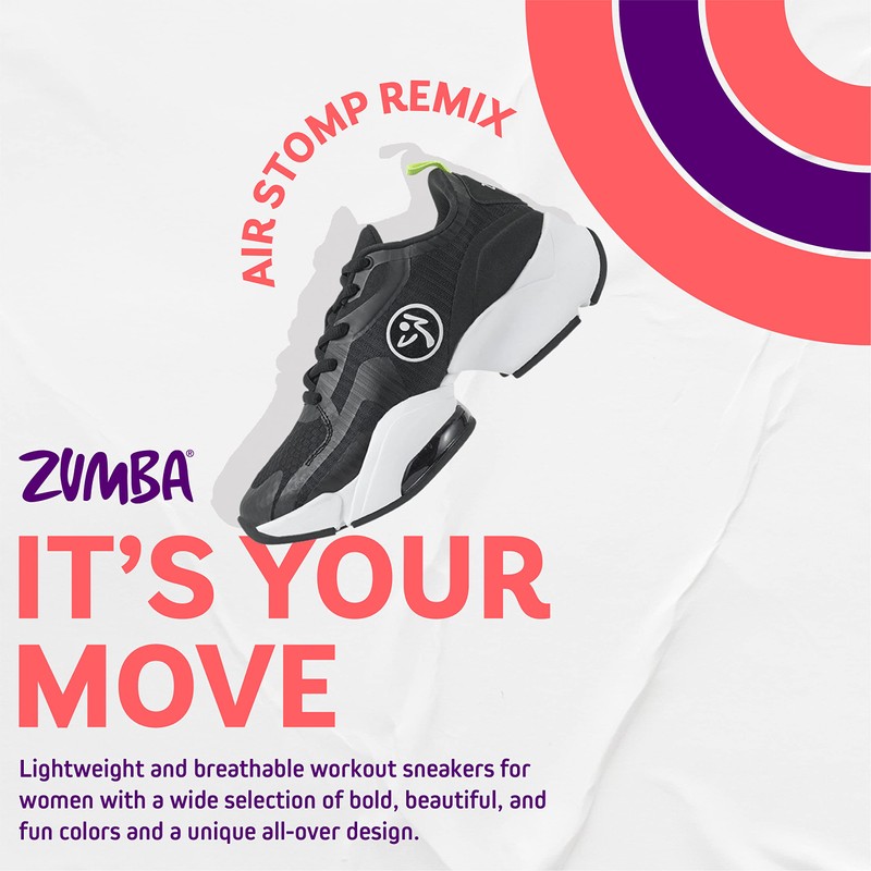 ZUMBA Women’s Air Stomp Remix Athletic Shoes, Low-Top Shoes for