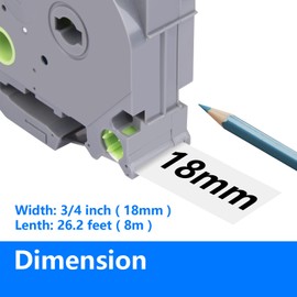 3 x hehua TZe-241 18 mm Label Tape Replacement for Brother P-touch Tapes Tze241 18 mm x 8 m Laminated Black on White, Compatible with PT-D450VP D400 E300VP E500VP P900W P950NW D600VP P750W PT-E560BTVP