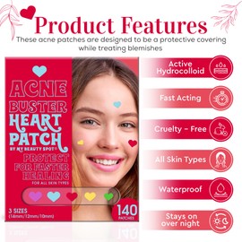 My Beauty Spot Pimple Patches Cute Acne Patches For Face (140 Patches) with Hydrocolloid, Tea Tree Extract & Salicylic Acid, Colorful Fun Designs - Pimple Patches for Face Acne Spot Treatment