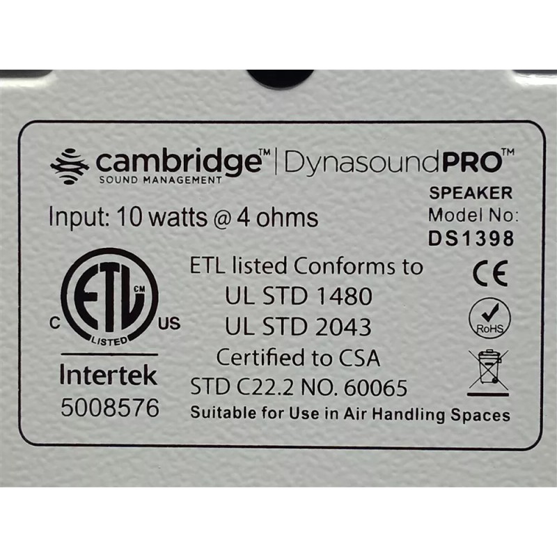 Cambridge Dynasound PRO DS1398 Low Profile Masking & Paging Speaker
