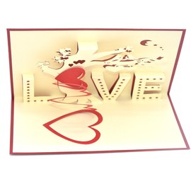 Medigy 3D Pop Up Greeting Card for Valentines,Lovers,Couple's,Wedding,Dating,Anniversary (Love tree) Red