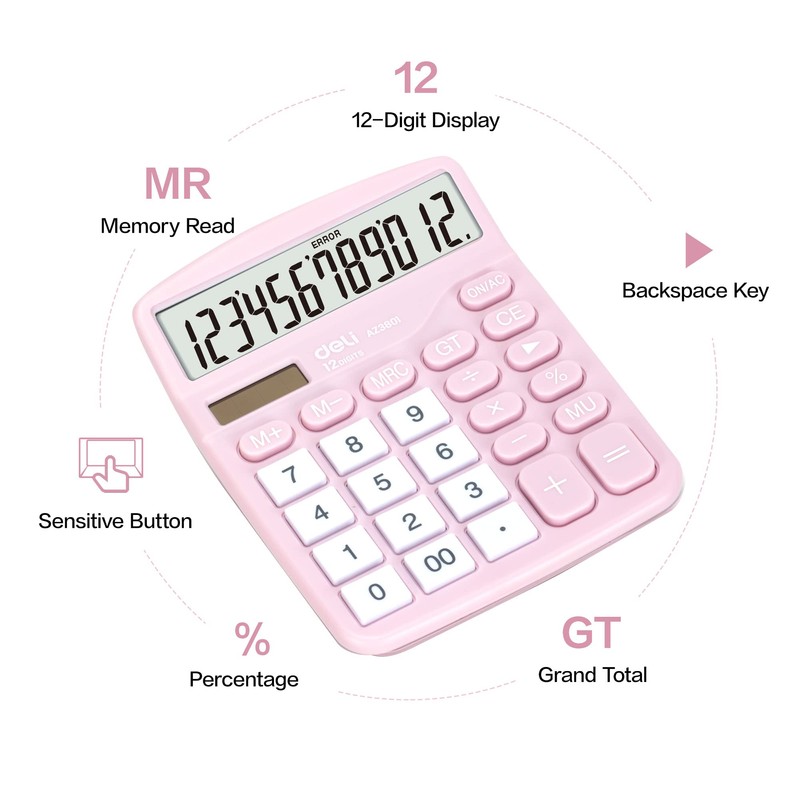 Calculator, Deli Standard Function Desktop Calculators with 12 Digit Large