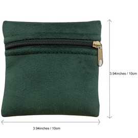 wanerxin 8pcs Small Velvet Jewelry Pouches with Zipper Gift Bags for Bracelet Necklace,Ring,Earrings,Earphone,Wedding Favors, Party Favors,Travel,3.94" X 3.94" (Green)