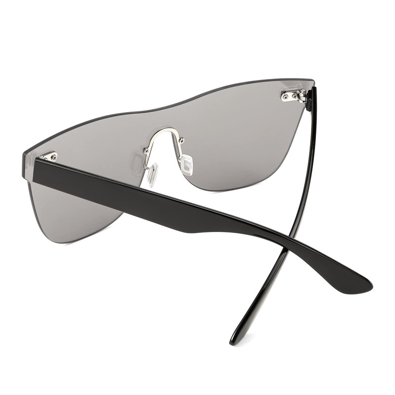 FEISEDY Mirrored Rimless Sunglasses One Piece Lens Reflective Sunglasses for