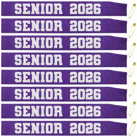 JXYCBZYing 8 Pcs Purple Senior 2026 Sashes with Silver Glitter Letters - Senior Sash Class of 2026, Graduation Celebration Cheer Sash, Class Competition Sashes, Graduation Party Supplies, Favors