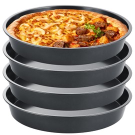 AKOLAFE 4 Pack Deep Dish Pizza Pan 12 Inch Pizza Pan for Oven Non Stick Pizza Plates Set Round Pizza Baking Sheet Nonstick Carbon Steel Pizza Platter Personal Metal Pizza Trays for Serving Cooking
