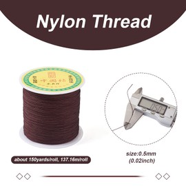 Pandahall 150 Yards Nylon Beading Cord 0.5mm Braided Nylon Thread String Chinese Knotting Cord with Plastic Spool for DIY Craft Jewelry Making (CoconutBrown)