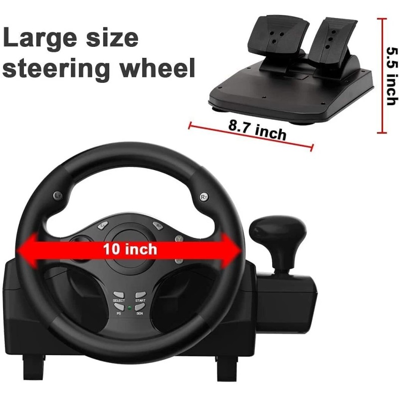 DOYO Pro Universal Vibration Gaming Steering Wheel with Pedals 270°