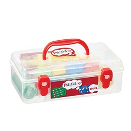 Plasticine Toolz Tool Box - Organise, Store, and Create, Includes 7 Vibrant Colours, 5 Shape Cutters, Modelling Tool and Smooth Roller, Perfect for Sculpting, Modelling, and Crafting