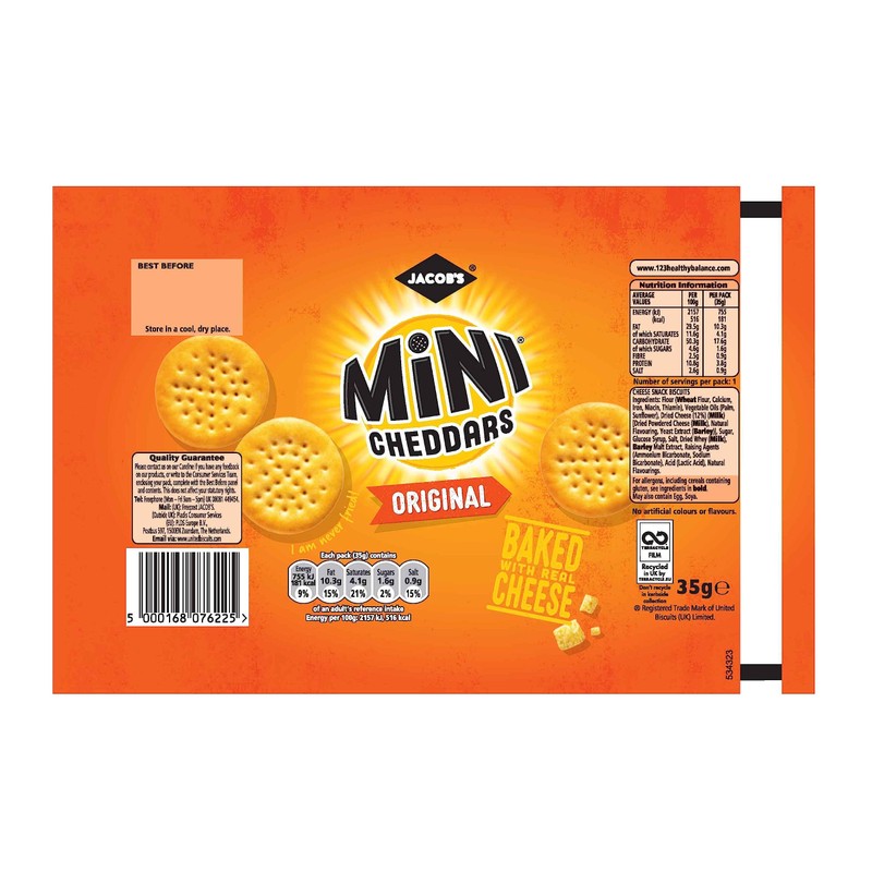 Jacob's Mini Cheddars Original Crisps, 150 g