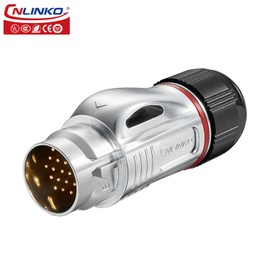 CNLINKO BD-24 24-Pin Industrial Waterproof Plug, IP68 Bullet Plug, Carbide Protective Housing Against Interference, Quick Connect Aviation Plug, M24 Panel Mounting Flange Socket (24 Pin)