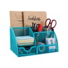 EasyPAG Desk Organizer 6 Component Mesh Office Accessories Cady with Drawer, Blue