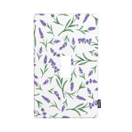 Pznen Lavender Light Switch Cover Plate Lilac Purple Floral Green Leaves Single Toggle Wall Plate 1 Gang Switchplate Home Decor for Living Room Kitchen 4.5"x 2.76"