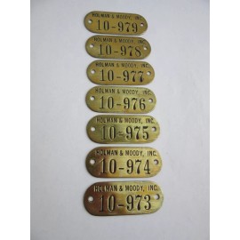 Holman Moody VINTAGE (7) Holman Moody Brass Inventory Tags Emblem Racing NASCAR Hard To Find!