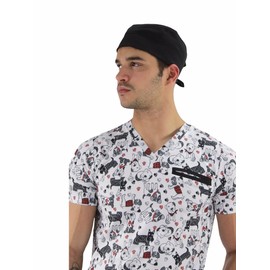 SOULMATE Gorro de tela QX uniforme médico para Hombre (Negro)