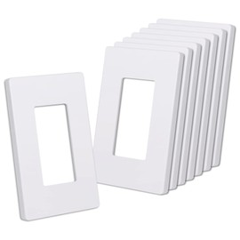 CML Matte White Decorator Screwless Wall Plate, 8 Pack 1-Gang Outlet Covers and Switch Plates, Scratch and Impact Resistant, Hidden Screws, Polycarbonate, Standard Size 2.91” X 4.68”
