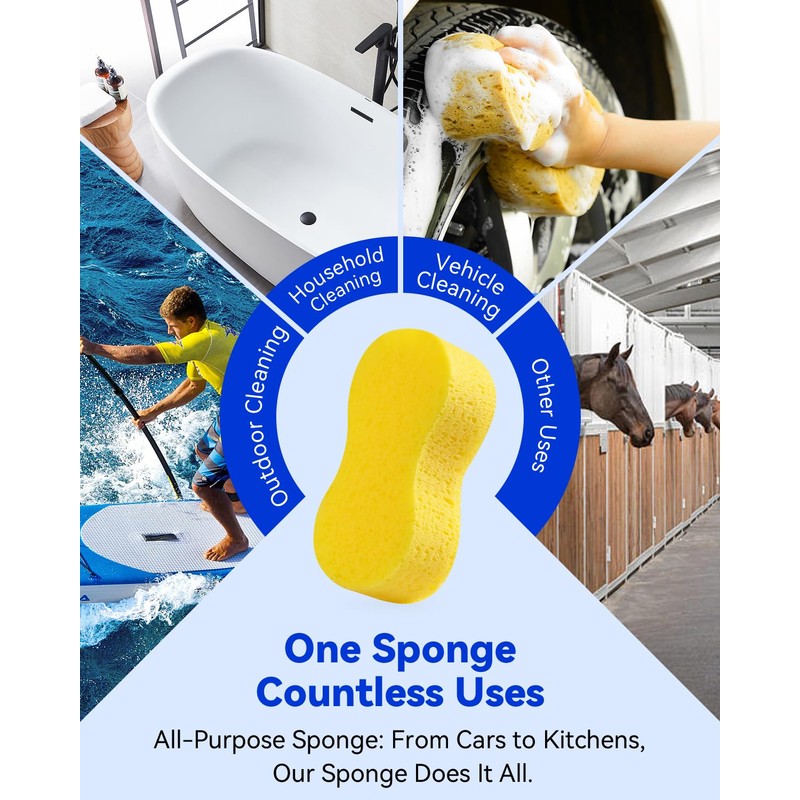 Temede Car Wash Sponge, Car Cleaning Large Sponges, All Purpose