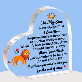 JETTOP Son Gifts Son Birthday Gifts Son Christmas Graduation Gifts Heart Plaque Acrylic Love You for The Rest of Mine