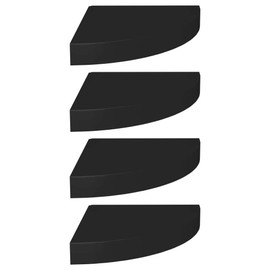 vidaXL Floating Corner Shelves Set of 4 - Modern Wall Mounted Storage and Display Shelves - Durable Black MDF Metal 9.8"x9.8"x1.5"