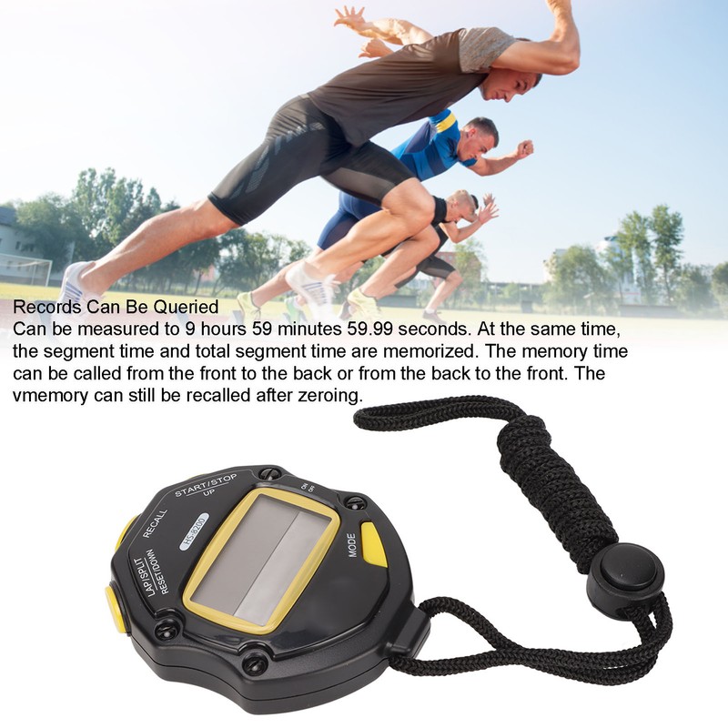Electronic Stopwatch 2 Line Display 20 Lap Memory Digital Sports