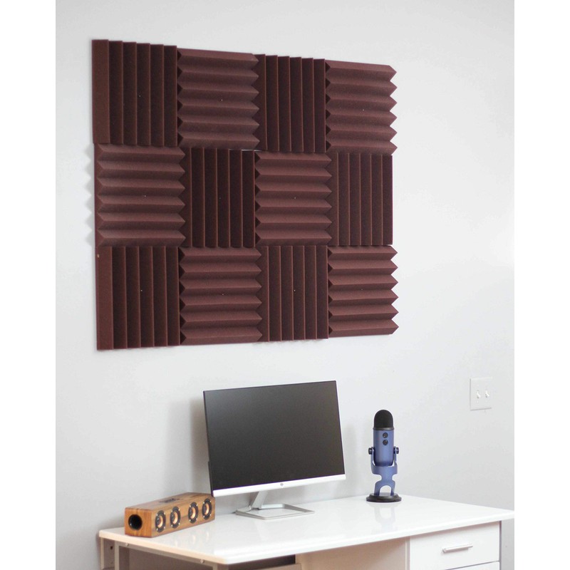 2" Wedge Acoustic Soundproofing Foam Tiles - Burgundy 12 Pack
