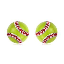 925 Sterling Silver Ball Earrings Glitter Volleyball/Soccer/Football/Basketball/Baseball Earrings Sports Jewelry for Women Gifts Player Lover Hypoallergenic (Softball Stud 1)