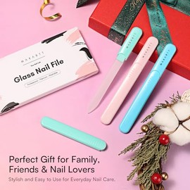 Makartt Glass Nail File for Natural Nails: Reusable Nail Care Tool, 3pcs | Fast Shaping & Gentle Smoothing, Double-Sided Sandblasted Surface, Washable