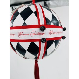 Allstate Floral “ Season's Greetings “ Black Ball Ornament 8”  NEW