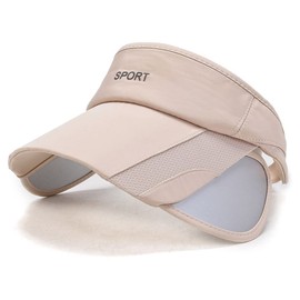 YAMEE Visor Cap Women Men with Retractable Wide Brim, Visor Unisex Sun Visor Hat, Sun Hat Women's Summer Hat Beach Hat for Tennis/Golf/Beach, UV Protection, 1/Beige