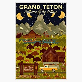 Grand Teton National Park - Summer Of The Eclipse - Travel Decal Vinyl Decal Wall Laptop Bumper Sticker 5"