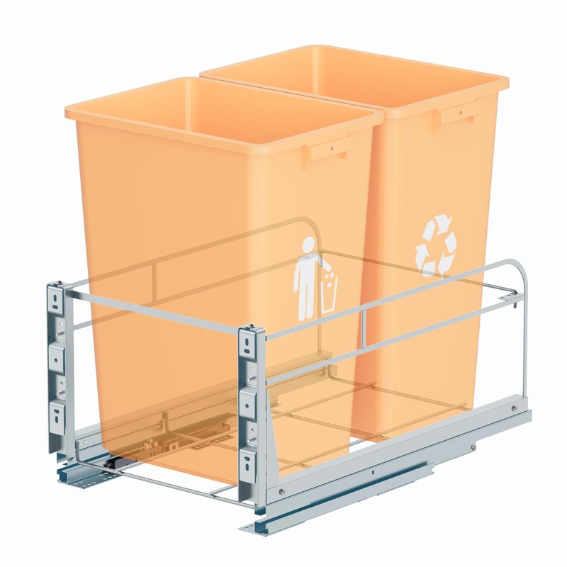 RUNMI Double Pull Out Trash Can Under Cabinet with Door