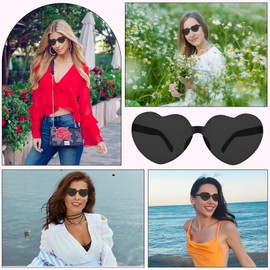 12 Pairs Heart Sunglasses for Women Black Heart Shape Sunglasses Rimless Transparent Colorful Glasses Bachelorette Party Favor