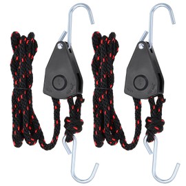 PATIKIL 2 Pcs Kayak Rope Tie Down Straps, 3/8" x 10 ft Heavy Kayak Rope Straps Canoe Bow and Stern Tie Downs Straps Adjustable Rope Hanger Ratchet Kayak Transport Accessories