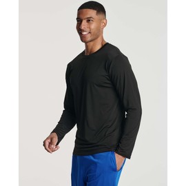 Real Essentials 4 Pack: Mens Long Sleeve Dry Fit T Shirts Hiking Fishing Workout Gym Work Sun UPF 50 Wicking Running Tee, Set 7, XX-Large