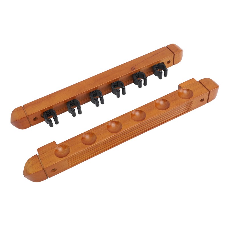 Wall Mounted Billiard Pool Cue Rack 6 Cues Wooden Billiard