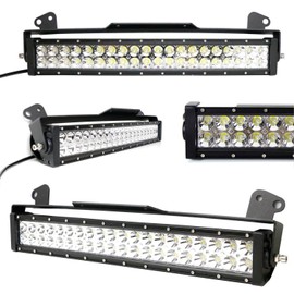 iJDMTOY Lower Bumper 20-Inch 120W LED Light Bar Compatible With 2011-16 Ford F250 F350, Includes Amber Strobe White Driving LED Lightbar, Lower Bumper Grille Mount Brackets & Dual Switch Wiring Relay