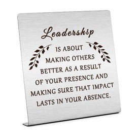 Leadership IS ABOUT Leadership Gifts for Women Leader Desk Decor Sign Inspirational Gifts for Coworker Motivational Desk Decor for Home Office Leadership Appreciation Gift Retirement Gift Boss Gift