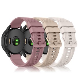 Meliya 3-Pack Soft Silicone Sport Replacement Strap for Garmin Venu/Venu Sq/Sq 2/Venu 2 Plus/Vivoactive 5/3 Watch Bands Women Men, Smoke Violet+Milk Tea+Starlight