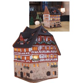 Midene Ceramic Art Tealight Candle Holder Room Decoration Handcrafted Collectible Miniature Light House Dürer House in Nürnberg, Germany D240AR*