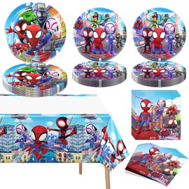 61 PCS Friends Tableware Sets, Birthday Party Paper Plates and Napkins Set Includes 40 PCS Plates, 20 PCS Napkins, 1 Tablecloth for Kids Birthday Party Supplies