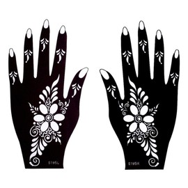IVANA'S Set of 2 Pieces Henna Stencil Set for Women Girls Hand Finger Body Paint Temporary Tattoo, Black